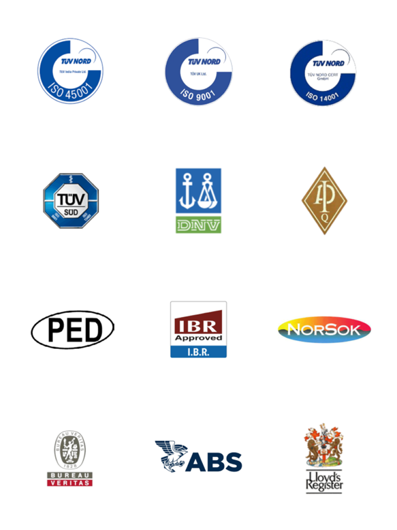 Verified quality certifications for Steel Castings Coimbatore, including ISO, TUV, ABS, DNV, and more.